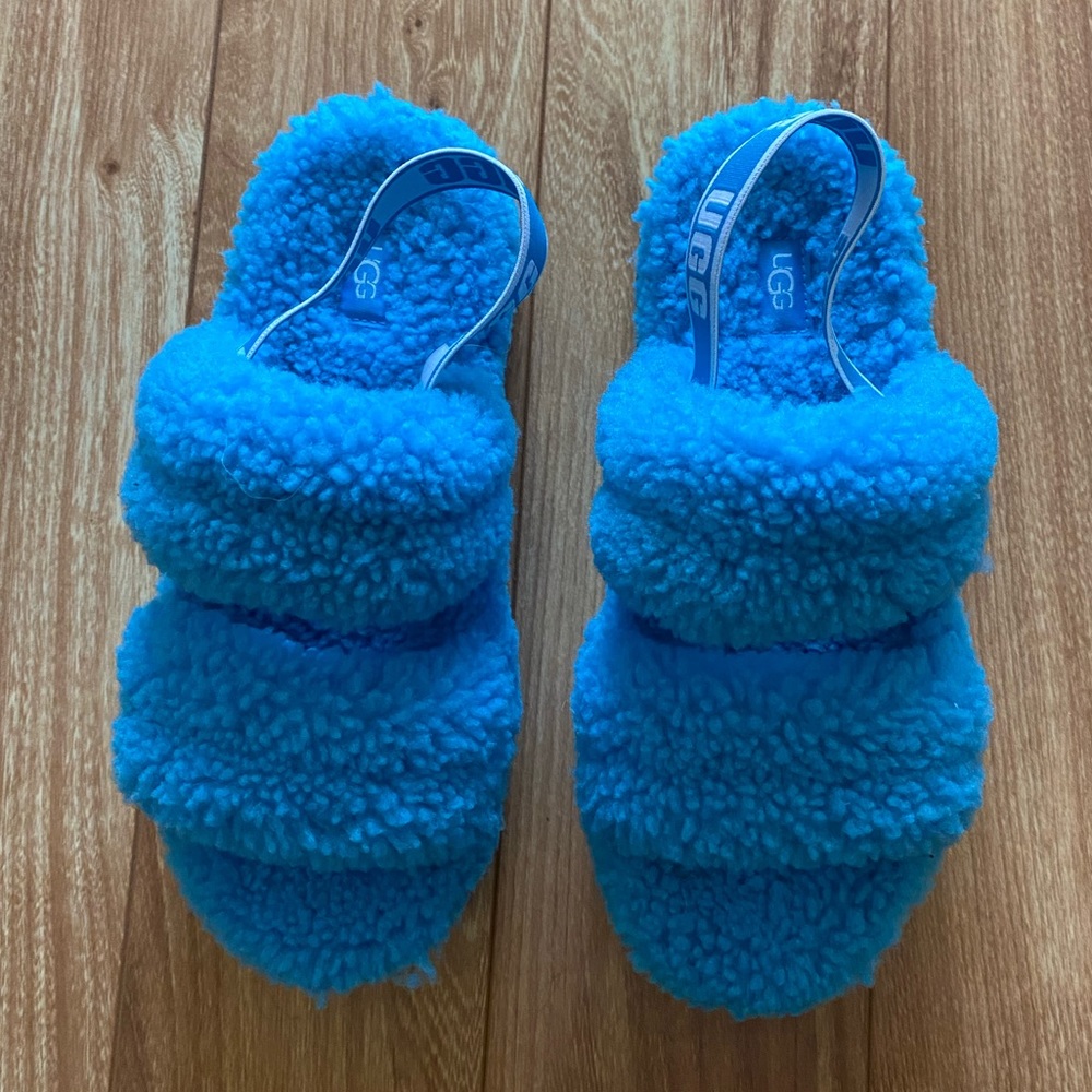 Oh Fluffita Genuine Shearling Slingback Sandal Blue